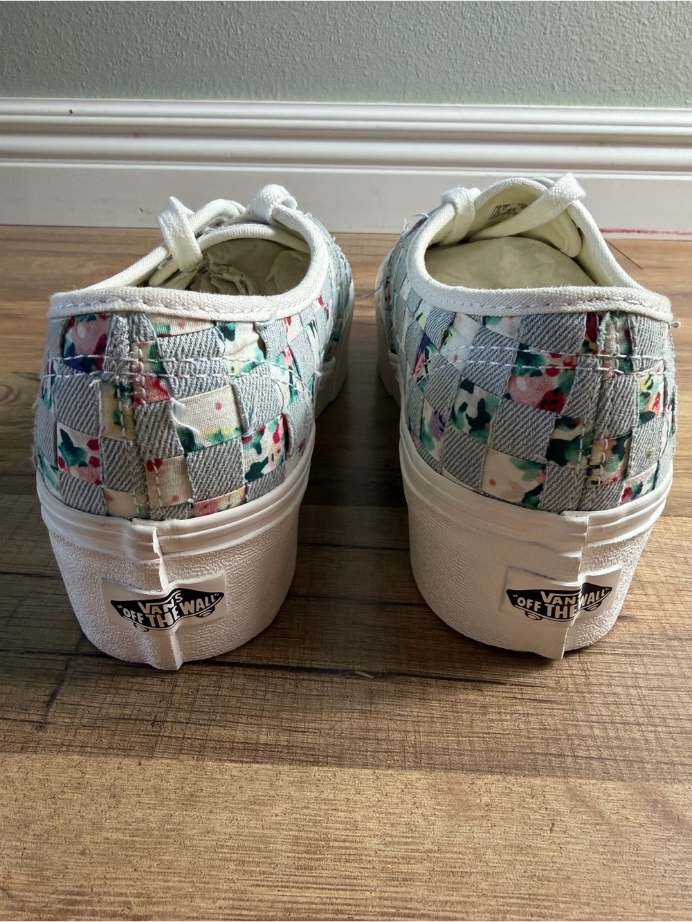 Women’s Vans Floral Authentic Stackform Woven Floral/Denim Platform Sneakers 6.5 - Picture 10 of 11